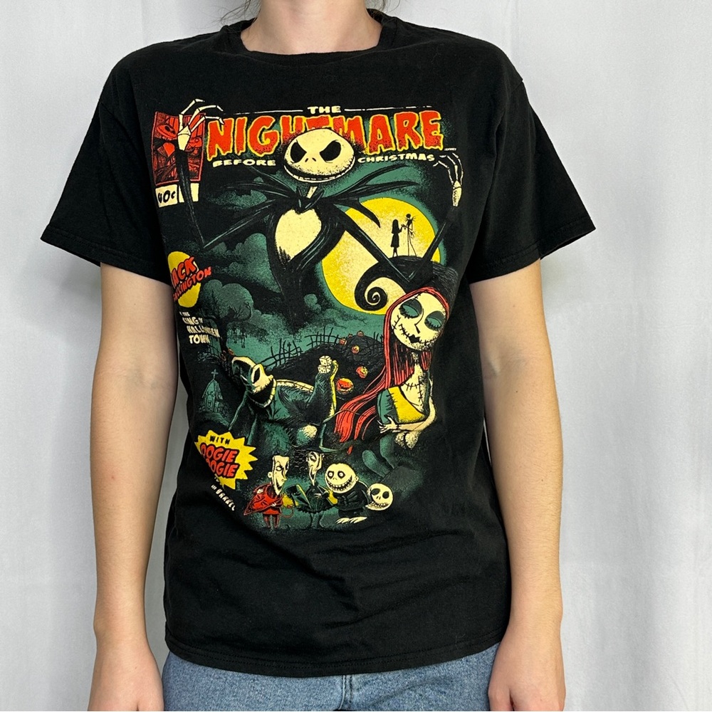 Disney The Nightmare Before Christmas Shirt Comic Unisex Black Cotton Knit